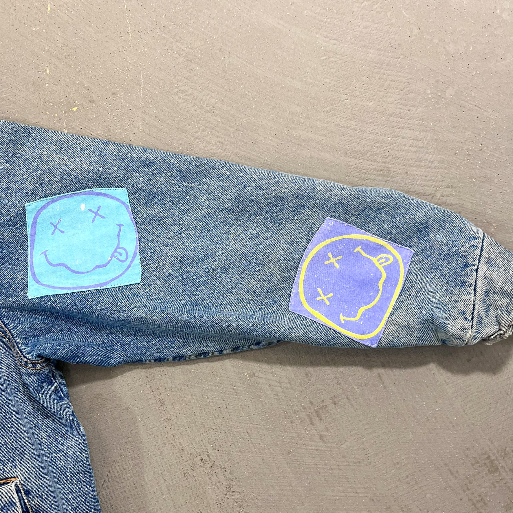 F- HOM Nirvana/Pink Floyd Corduroy Collar Reworked Custom Denim Jackets
