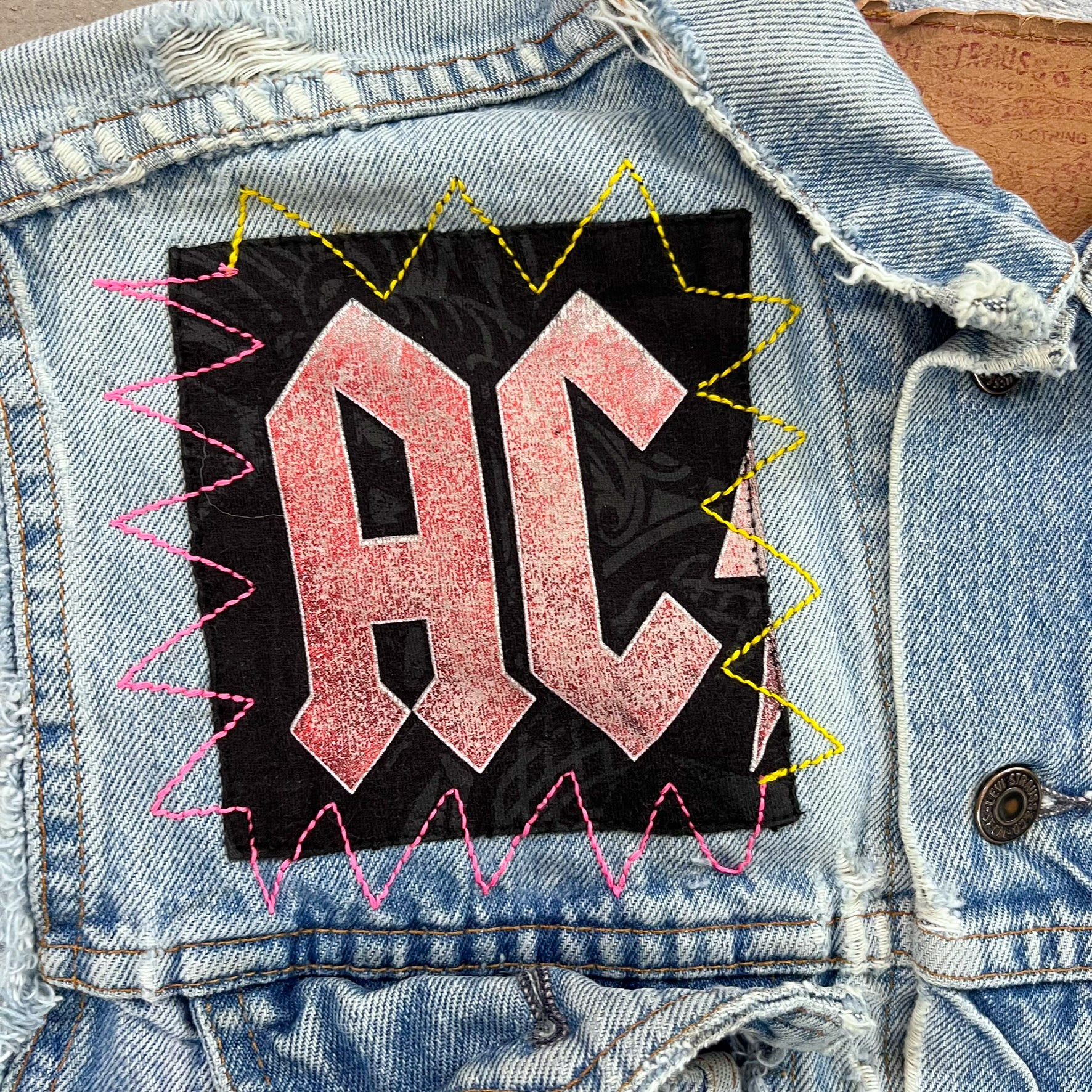 F- HOM AC/DC Levi's Reworked Custom Denim Vest