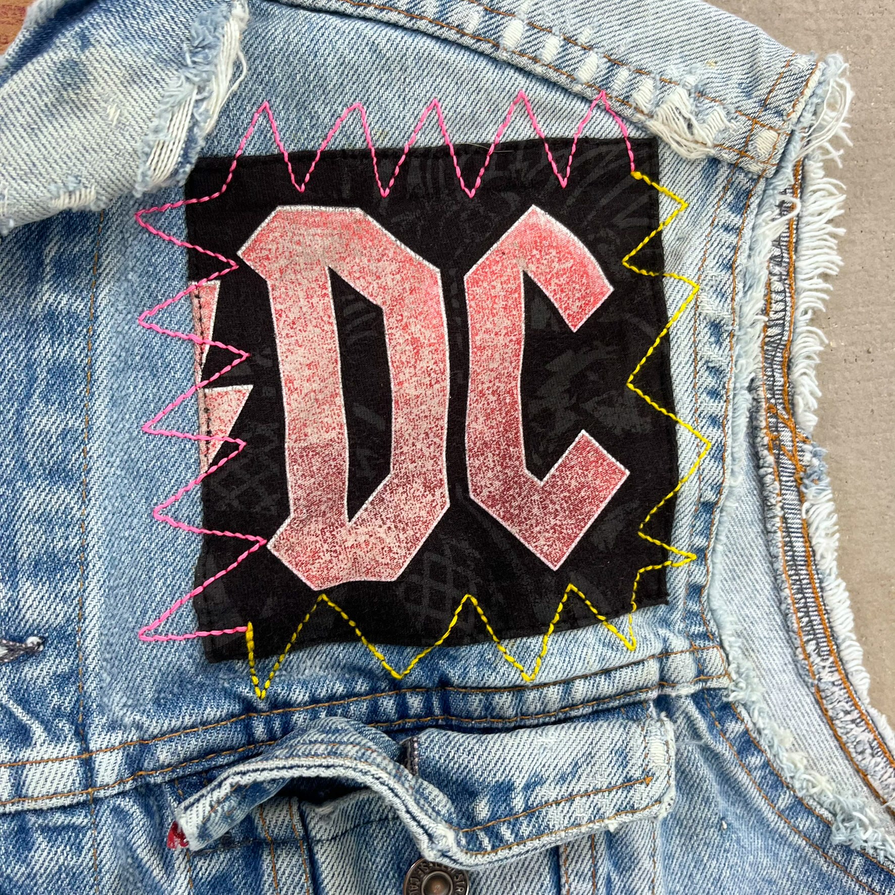 F- HOM AC/DC Levi's Reworked Custom Denim Vest