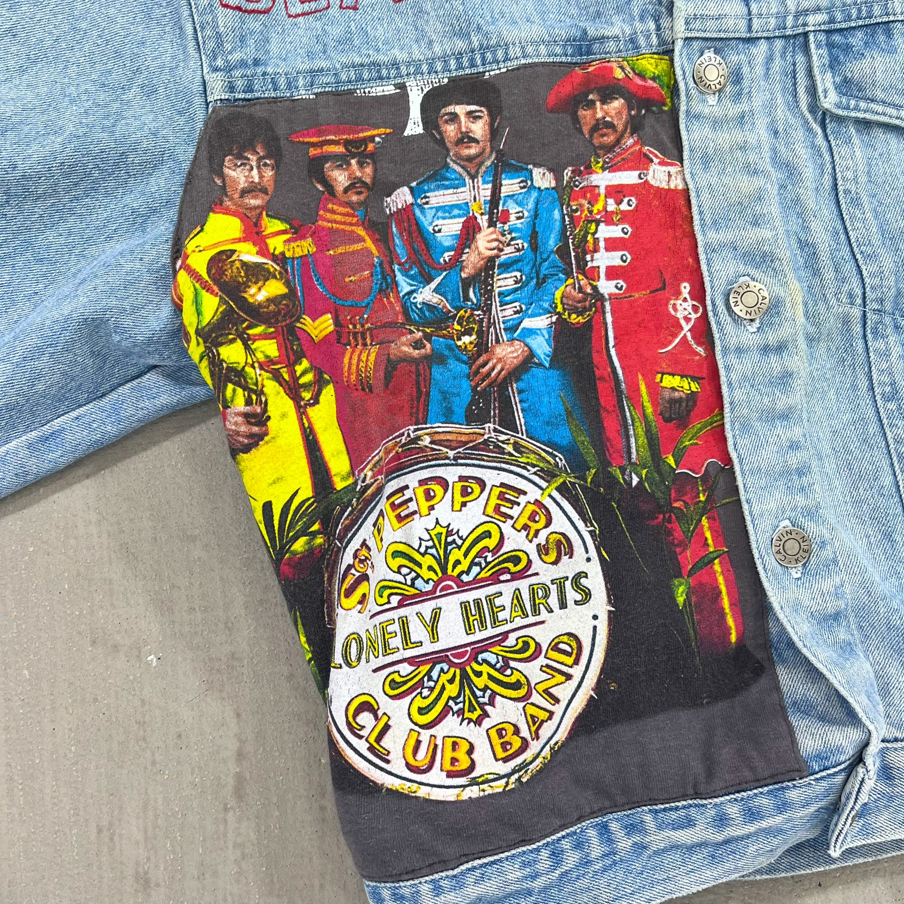 F- HOM Beatles Calvin Klein Reworked Custom Denim Jackets