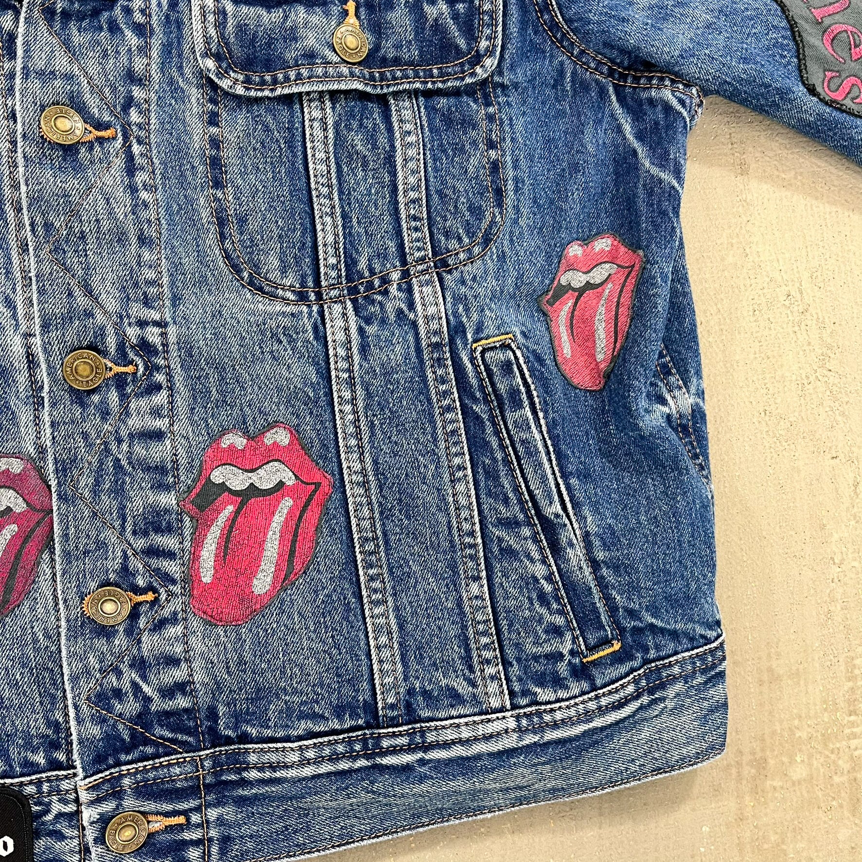 F- HOM Rolling Stones & Kiss Reworked Custom Denim Jackets