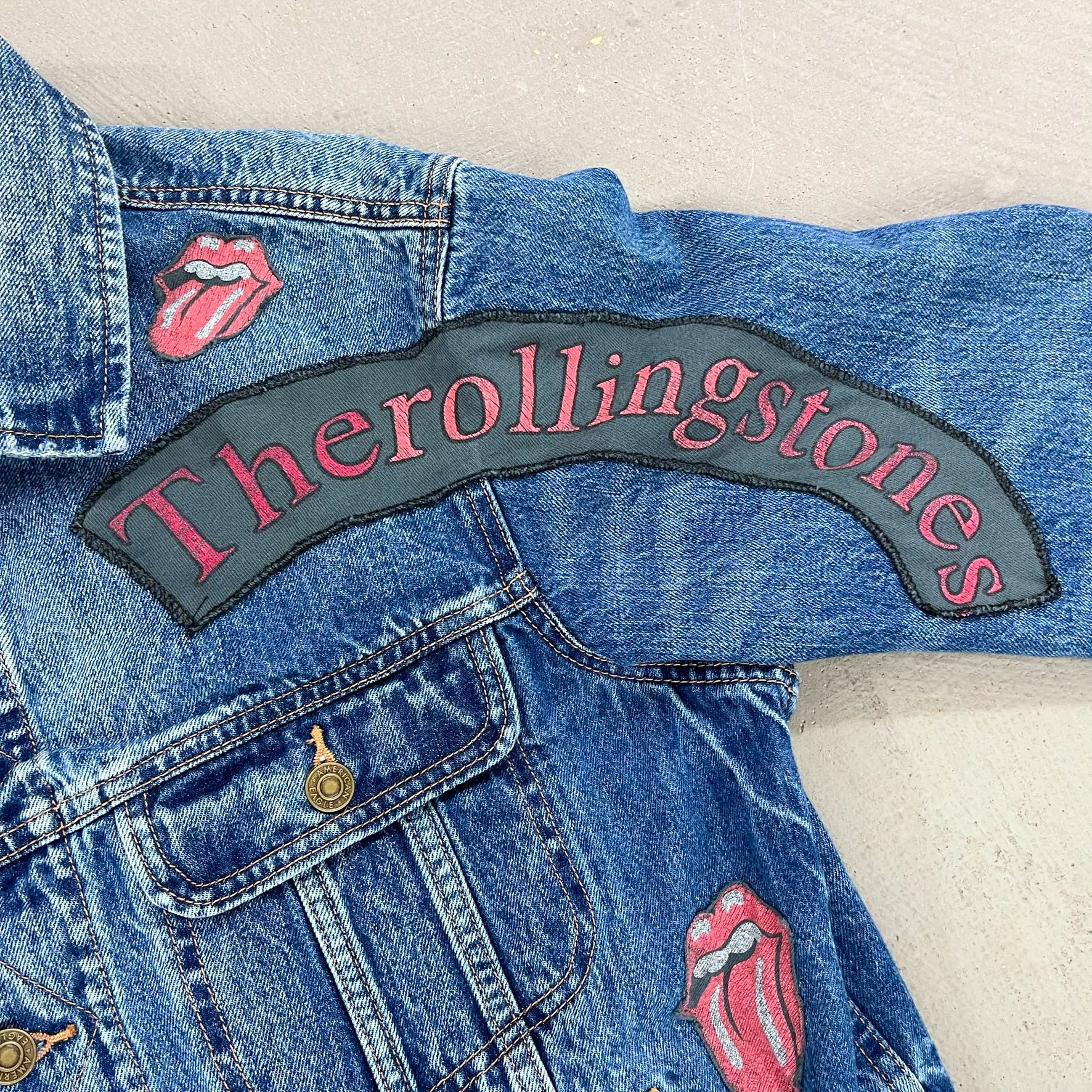 F- HOM Rolling Stones & Kiss Reworked Custom Denim Jackets