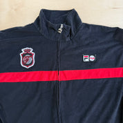 J- Vintage Fila Embroidered Graphic & Text Velour Track Jacket - L