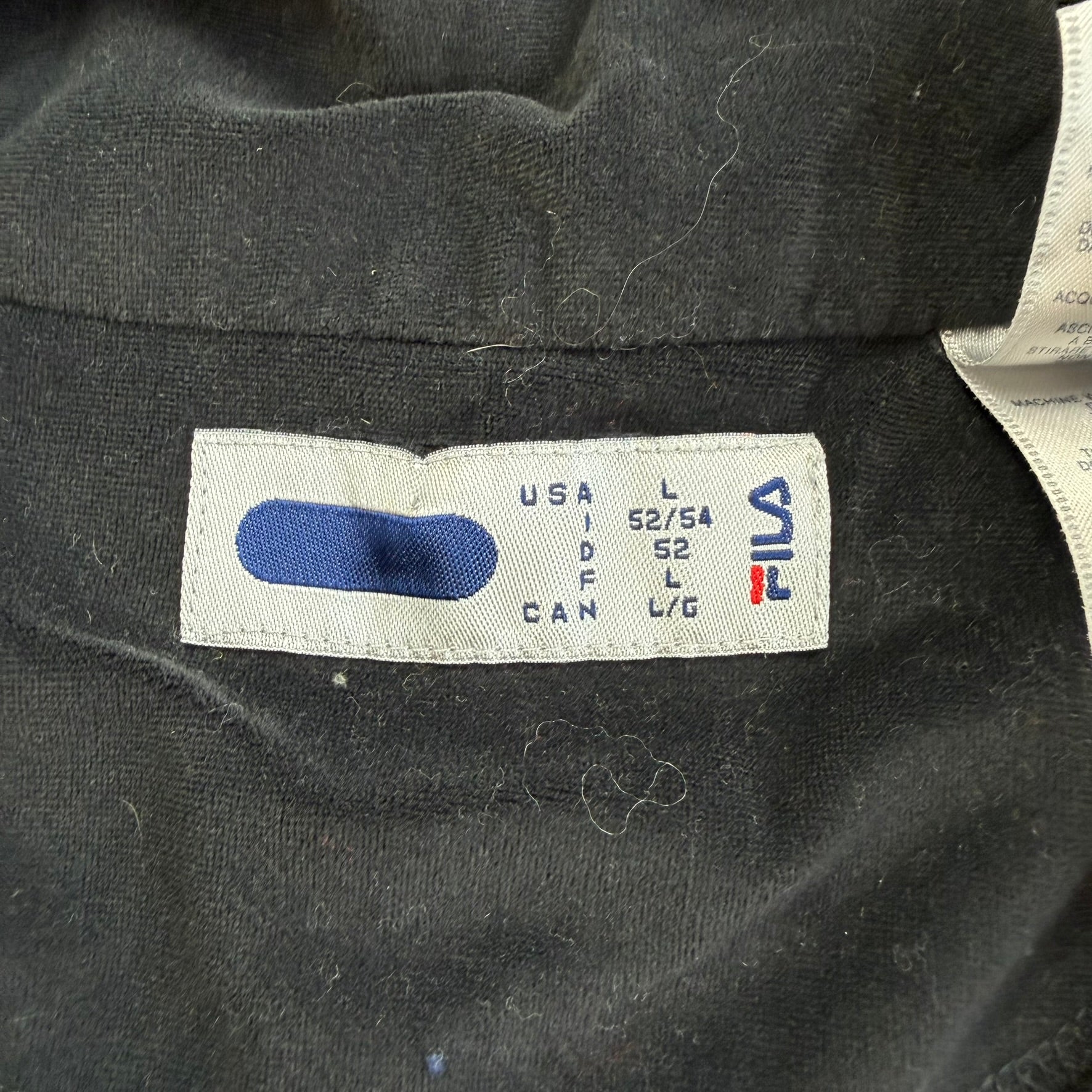 J- Vintage Fila Embroidered Graphic & Text Velour Track Jacket - L
