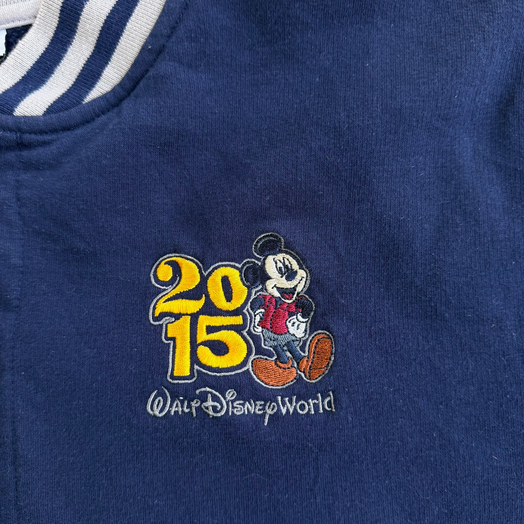 J- 2015 Disney Walt Disney World Embroidered & Chenille Embroidered Graphic Varsity Jacket - L