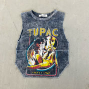 F- HOM Tupac Pictures Reworked Dbl Stitch Crop Top