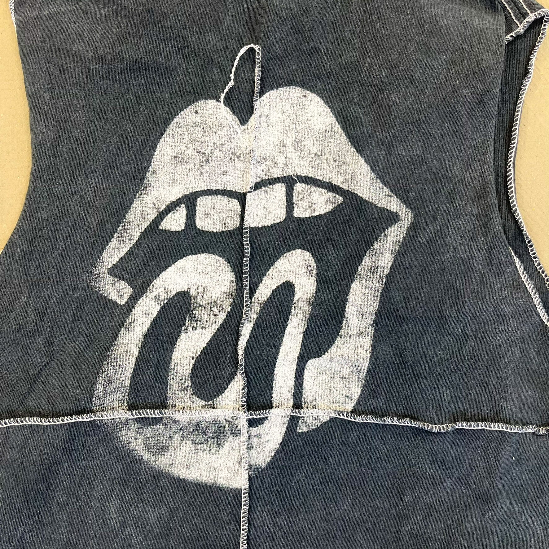 F- HOM Rolling Stones US Logo Reworked Dbl Stitch Crop Top