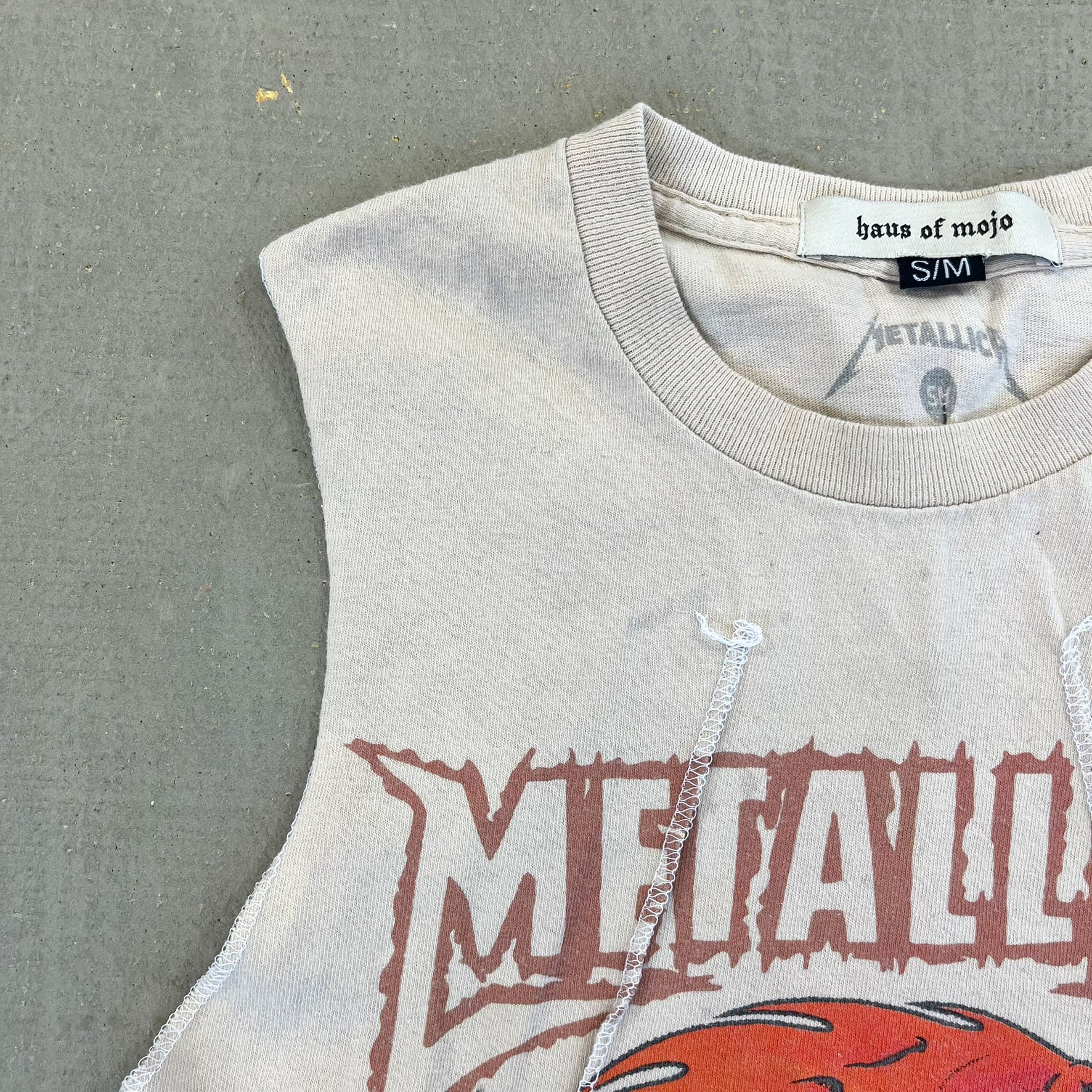 F- HOM Metallica Text & Logo Reworked Dbl Stitch Crop Top