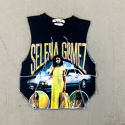 F- HOM Selena Gomez Reworked Double Stitch Crop Top