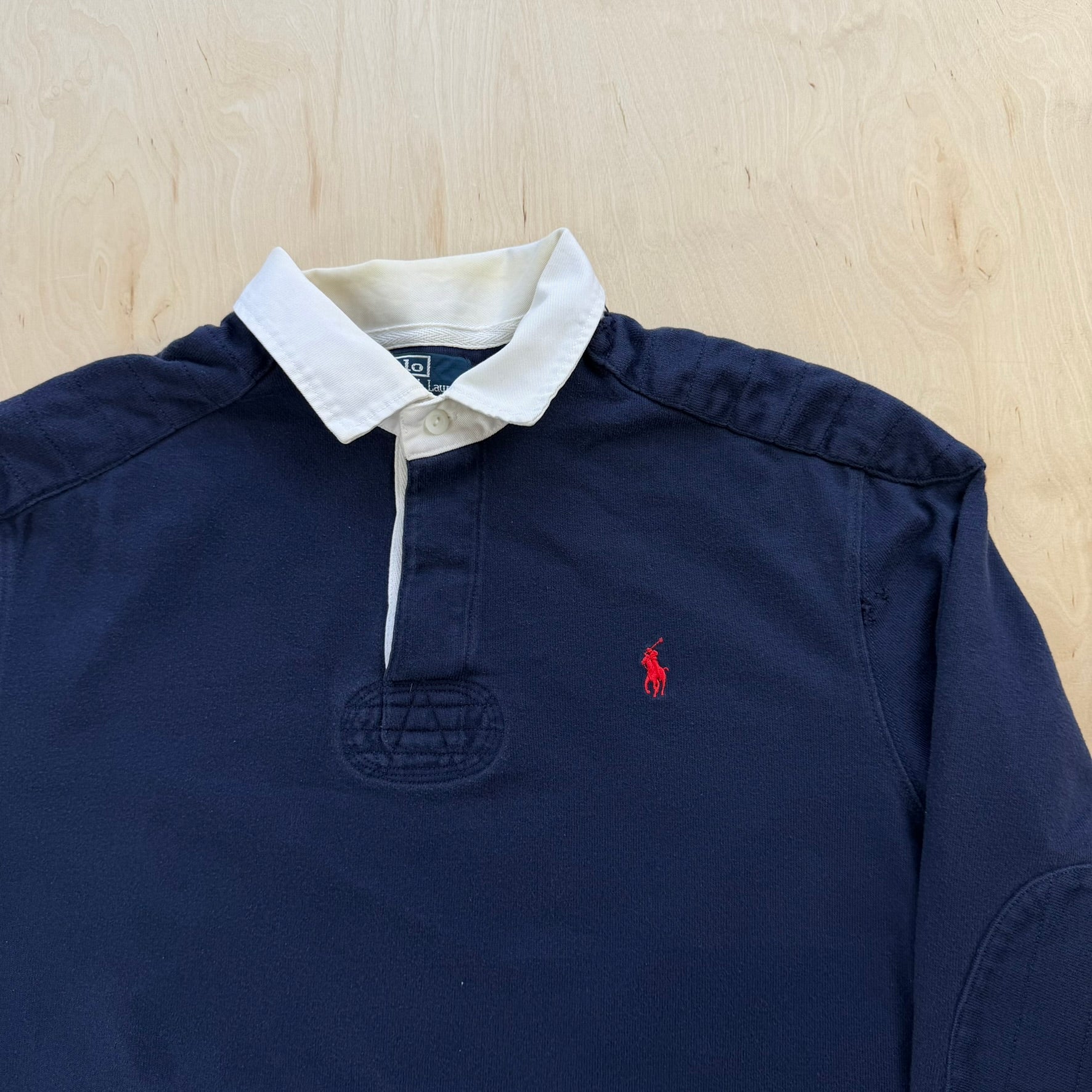 J- Vintage Polo Ralph Lauren Navy Rugby Shirt - XL