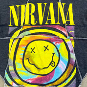 F- HOM Nirvana Smiley Face Tie Dye Reworked Double Stitch Crop Top