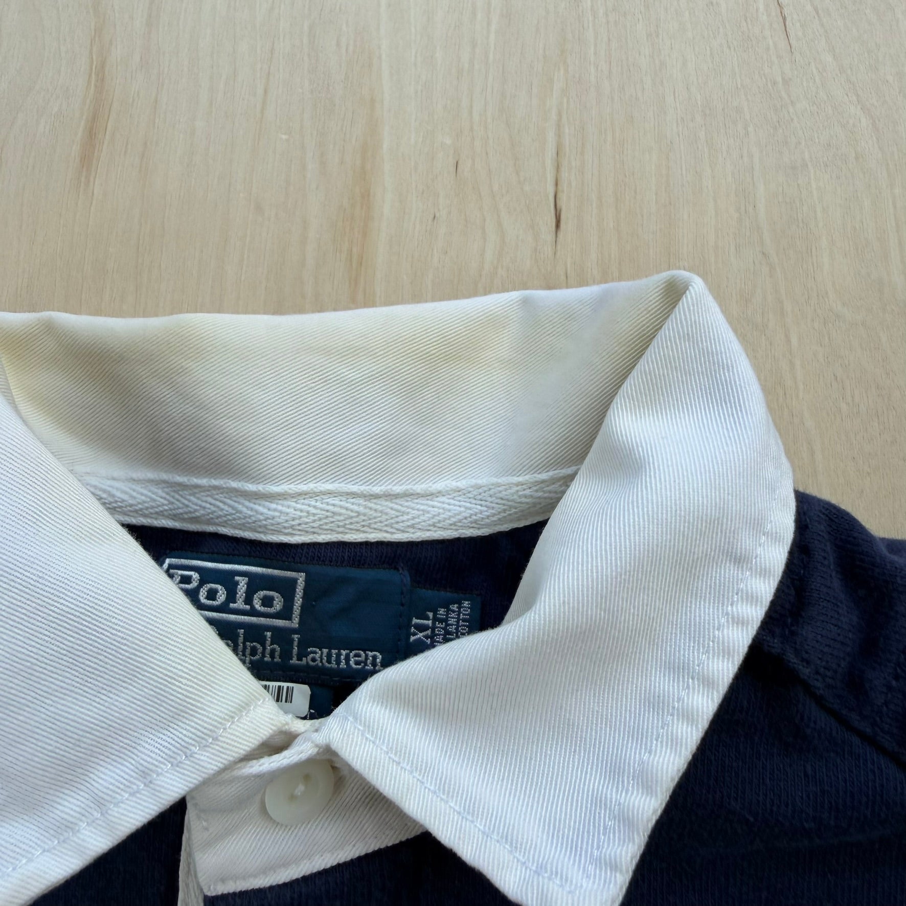 J- Vintage Polo Ralph Lauren Navy Rugby Shirt - XL