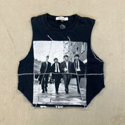 F- HOM The Beatles Picture Reworked Dbl Stitch Crop Top