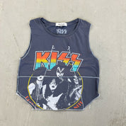 F- HOM Kiss Rock n Roll Reworked Dbl Stitch Crop Top