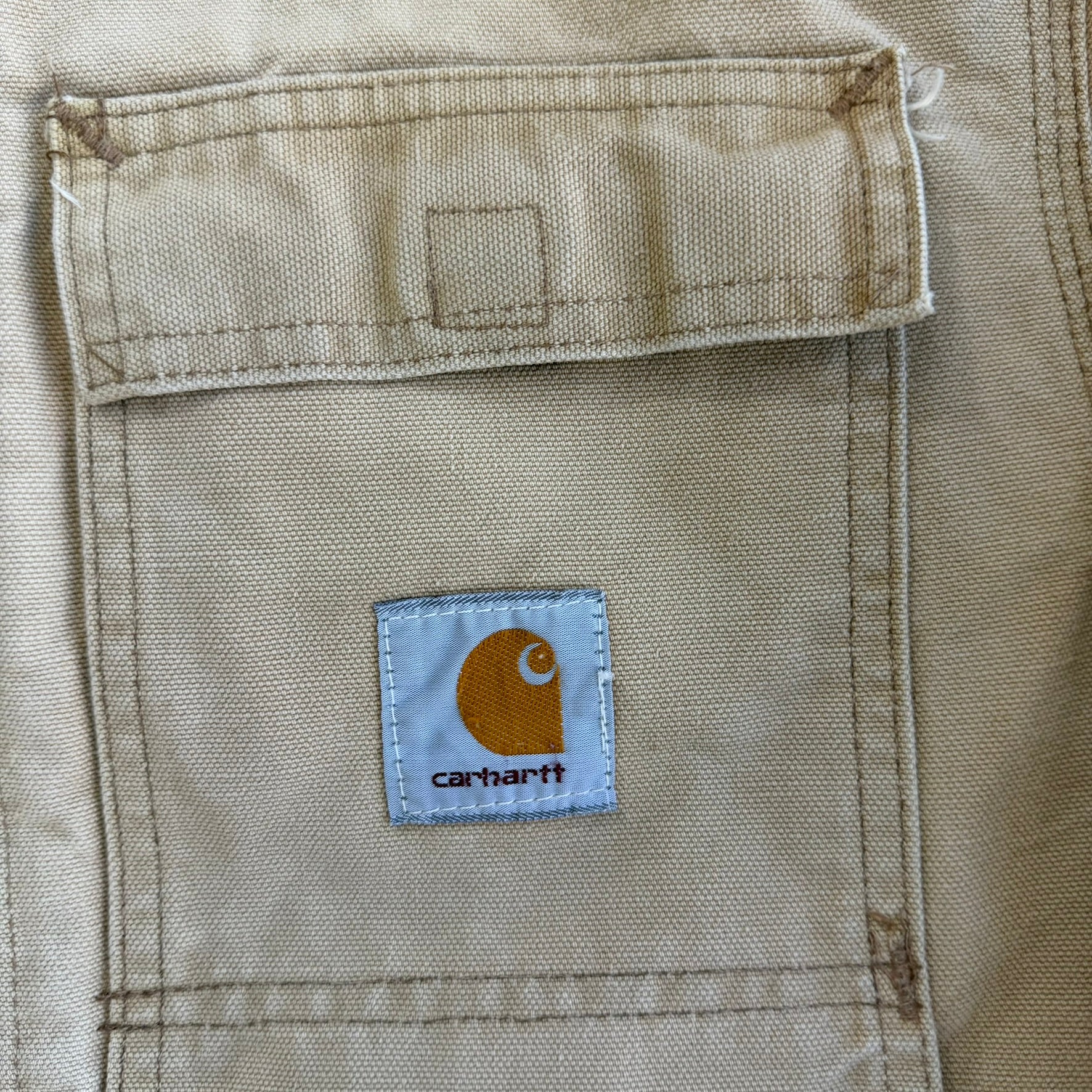 J- Vintage Carhartt Zip Up Collared Beige Workwear Jacket - XL