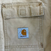 J- Vintage Carhartt Zip Up Collared Beige Workwear Jacket - XL