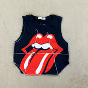 F- HOM Rolling Stones Tongue Logo Reworked Dbl Stitch Crop Top