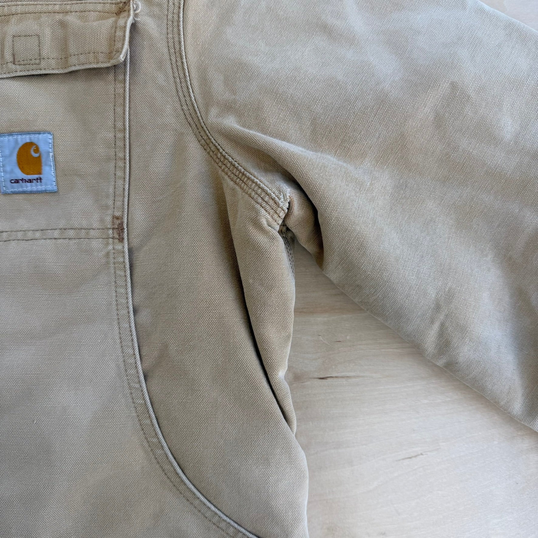 J- Vintage Carhartt Zip Up Collared Beige Workwear Jacket - XL