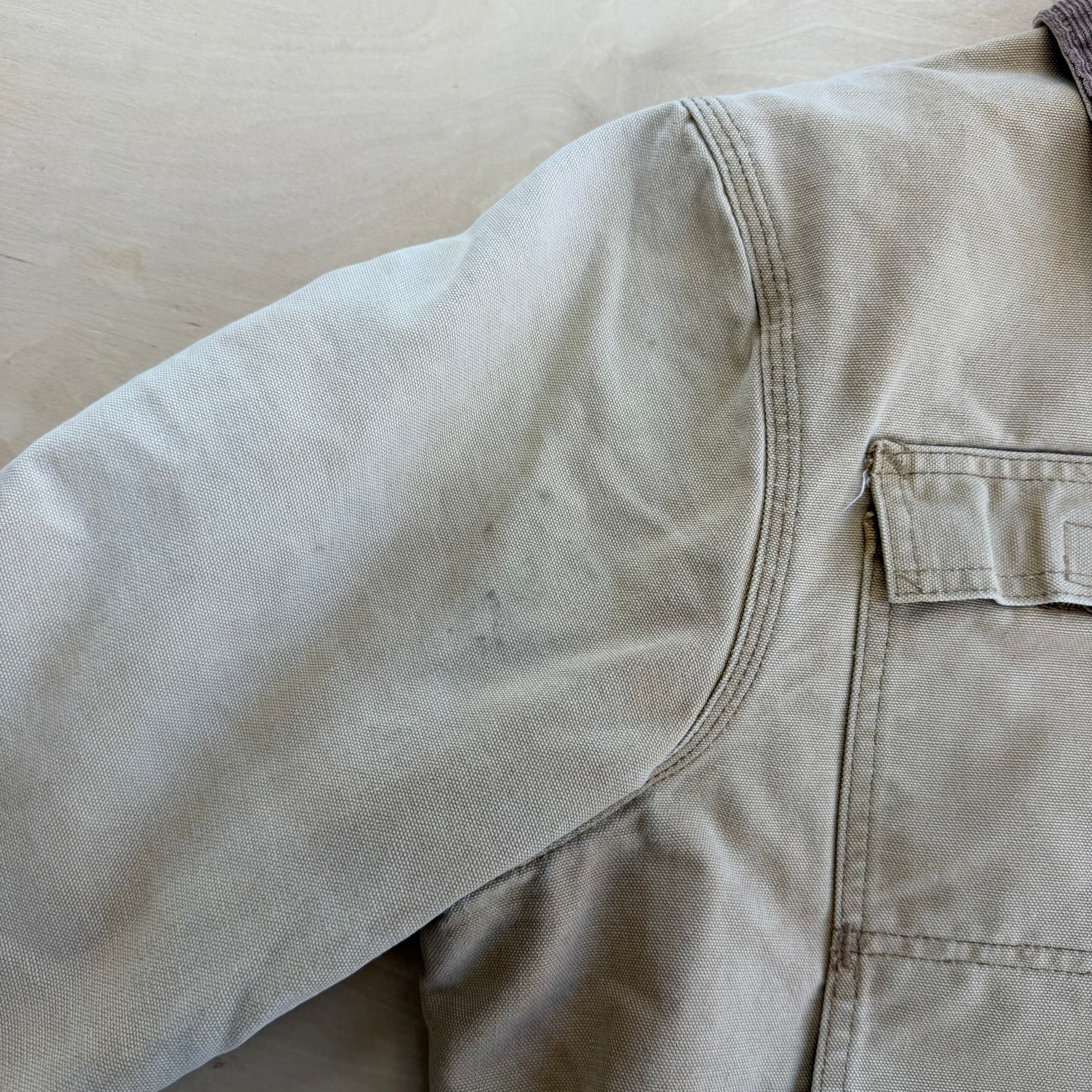 J- Vintage Carhartt Zip Up Collared Beige Workwear Jacket - XL