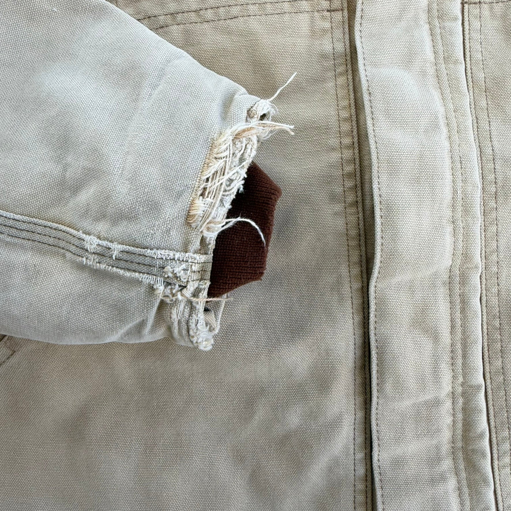 J- Vintage Carhartt Zip Up Collared Beige Workwear Jacket - XL