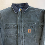 J- Vintage Carhartt Zip Up Collared Olive Green Workwear Jacket - XL