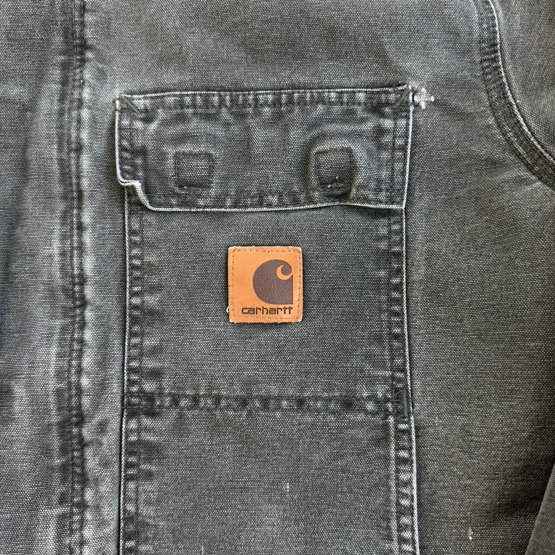 J- Vintage Carhartt Zip Up Collared Olive Green Workwear Jacket - XL