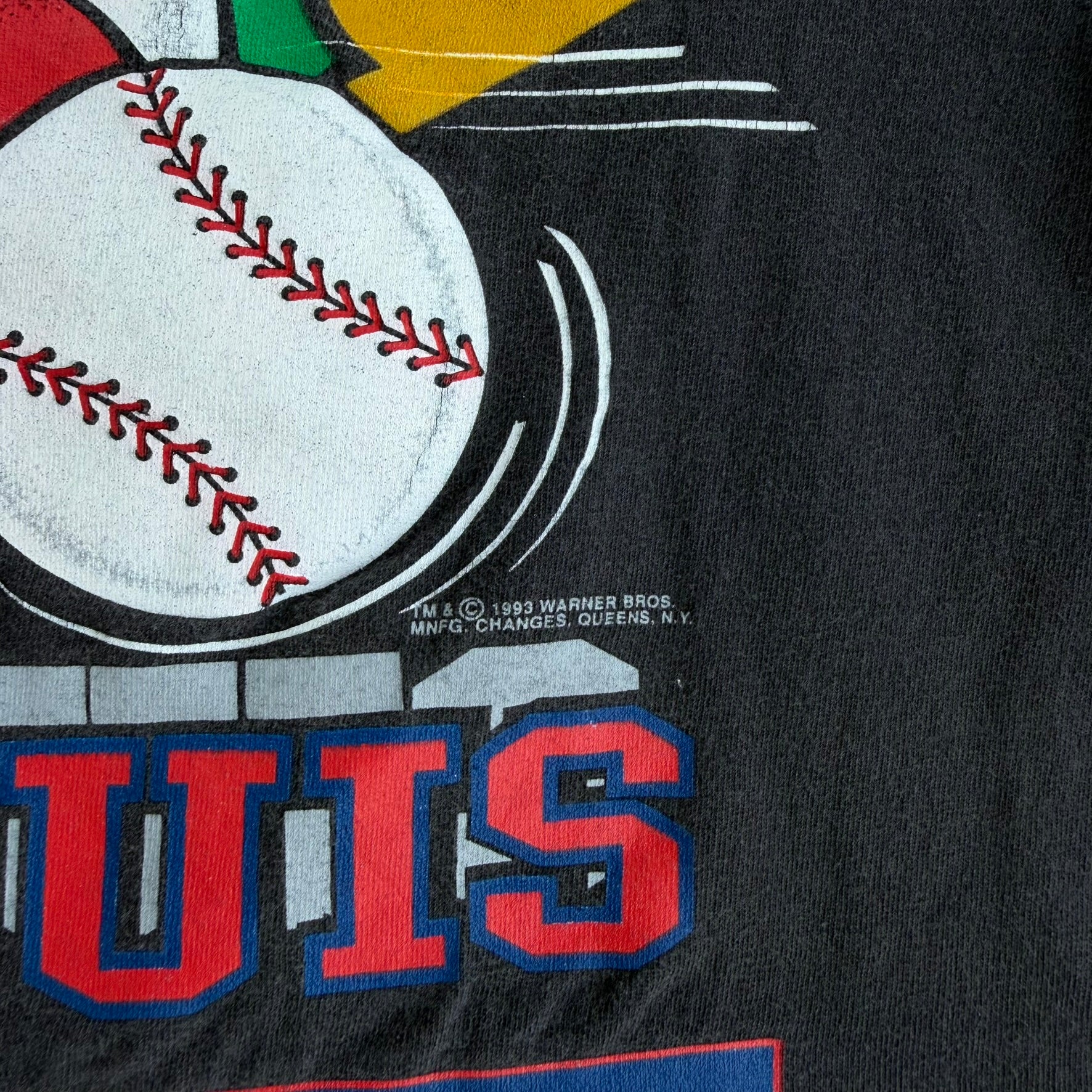 J- Vintage '93 St Louis Cardinals MLB Looney Tunes Tazmanian Devil Graphic Made In USA Single Stitch Tee - XL