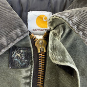 J- Vintage Carhartt Zip Up Collared Olive Green Workwear Jacket - XL