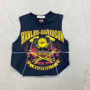 F- HOM Harley Davidson Portland Reworked Dbl Stitch Crop Top