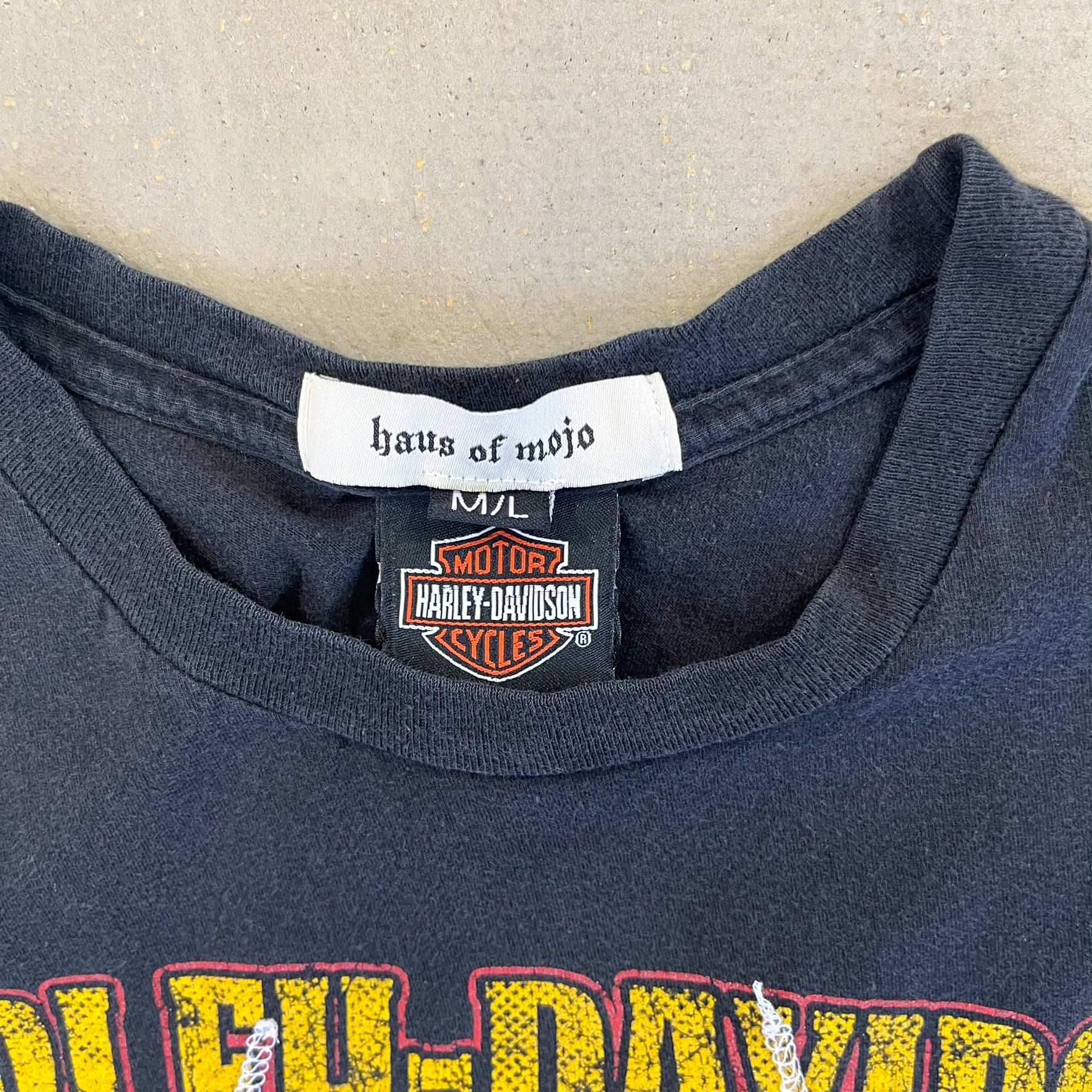 F- HOM Harley Davidson Portland Reworked Dbl Stitch Crop Top