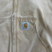 J- Vintage Carhartt Zip Up Hooded Beige Workwear Jacket - XL Tall
