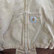 J- Vintage Carhartt Zip Up Hooded Beige Workwear Jacket - XL Tall