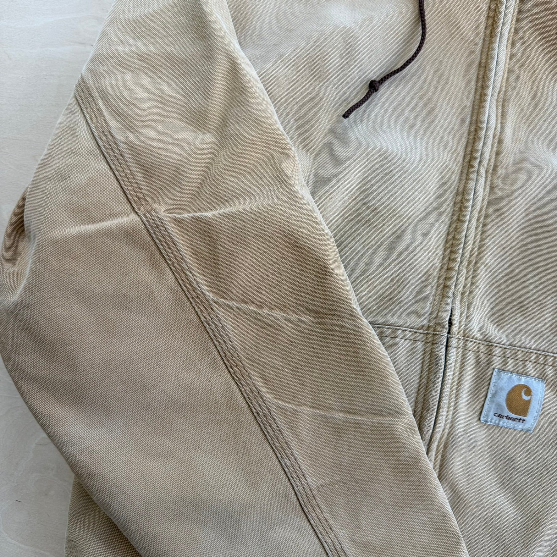 J- Vintage Carhartt Zip Up Hooded Beige Workwear Jacket - XL Tall