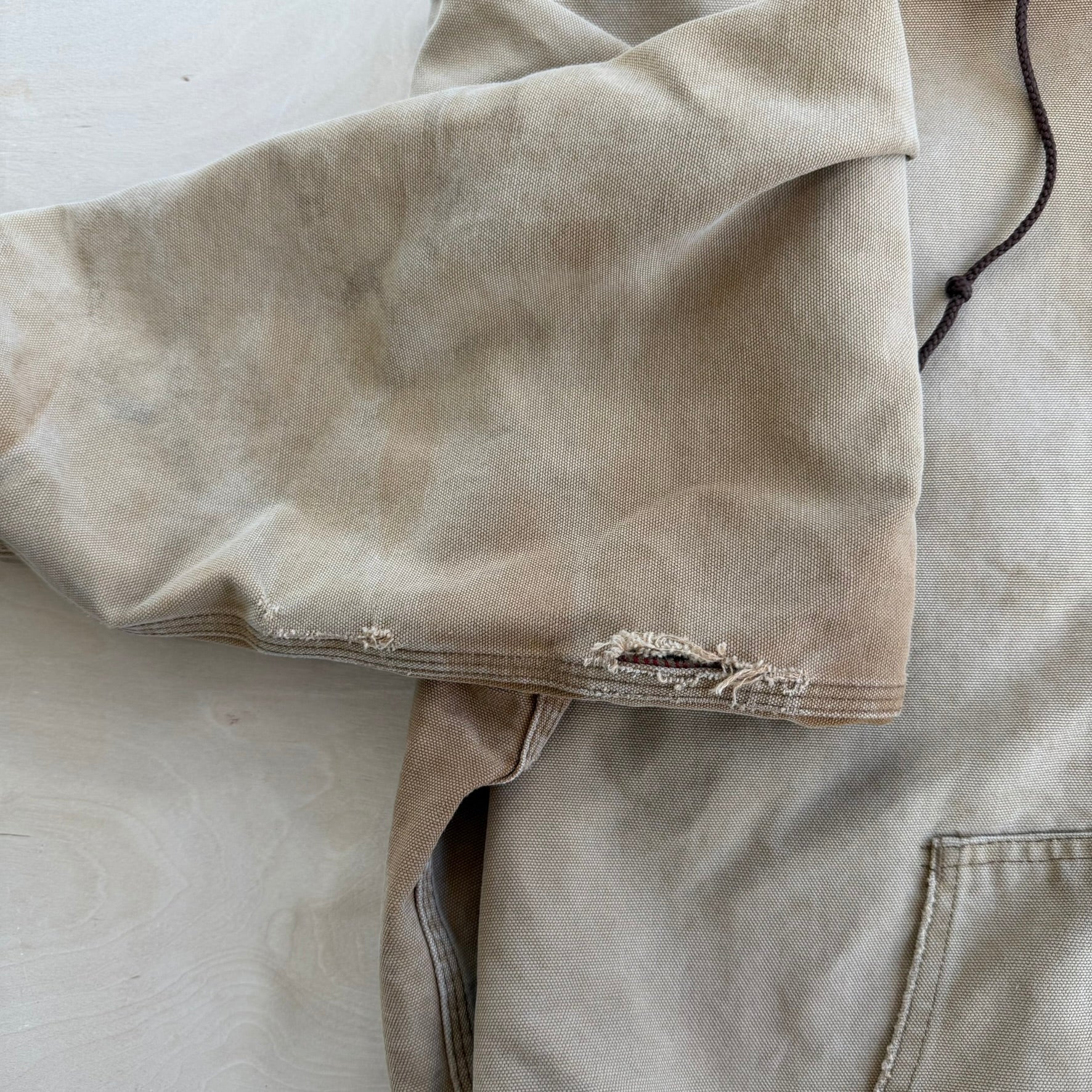 J- Vintage Carhartt Zip Up Hooded Beige Workwear Jacket - XL Tall