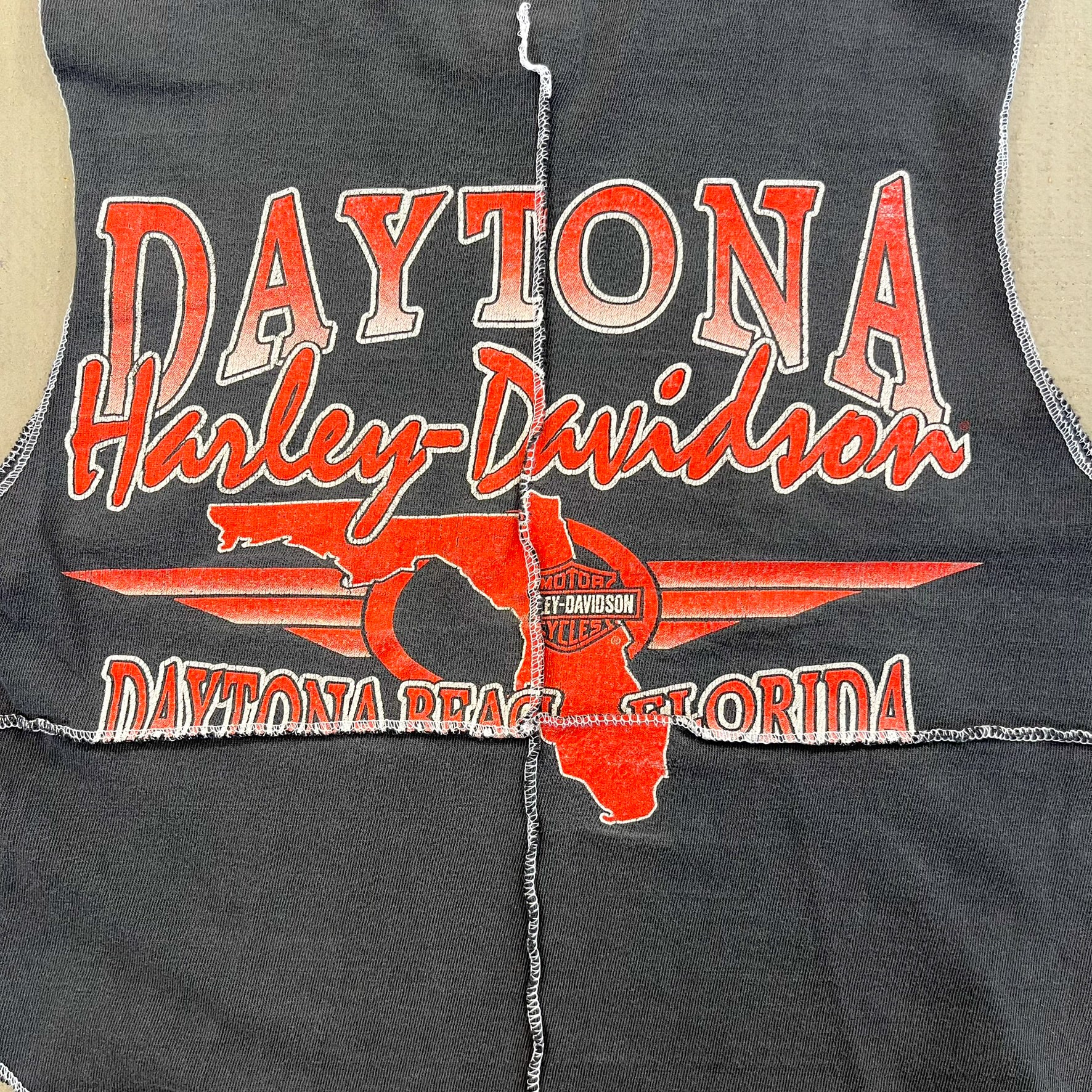 F- HOM Harley Davidson '00 Daytona Reworked Dbl Stitch Crop Top