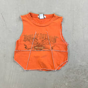 F- HOM Harley Davidson Indiana Reworked Dbl Stitch Crop Top