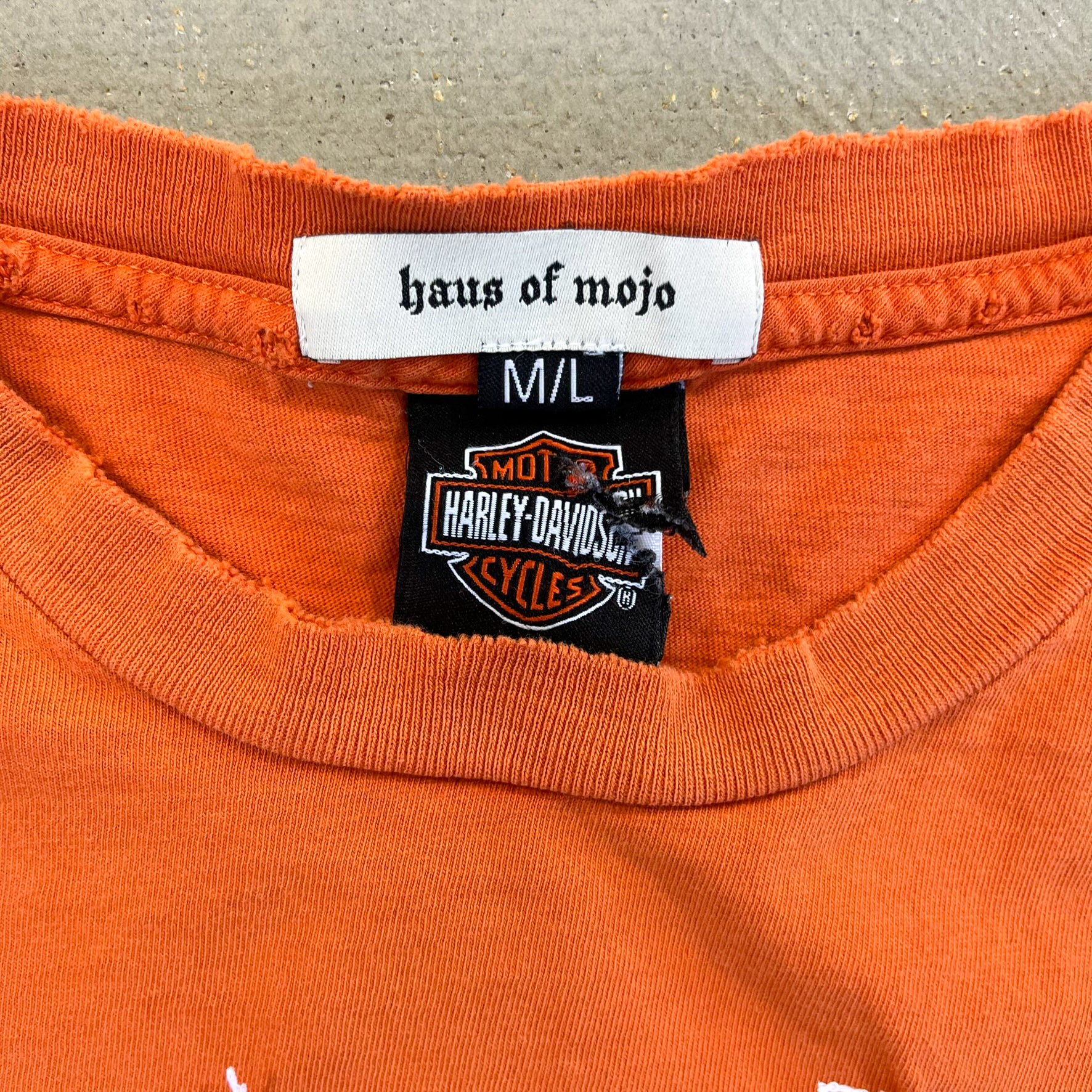 F- HOM Harley Davidson Indiana Reworked Dbl Stitch Crop Top