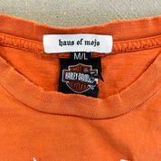 F- HOM Harley Davidson Indiana Reworked Dbl Stitch Crop Top