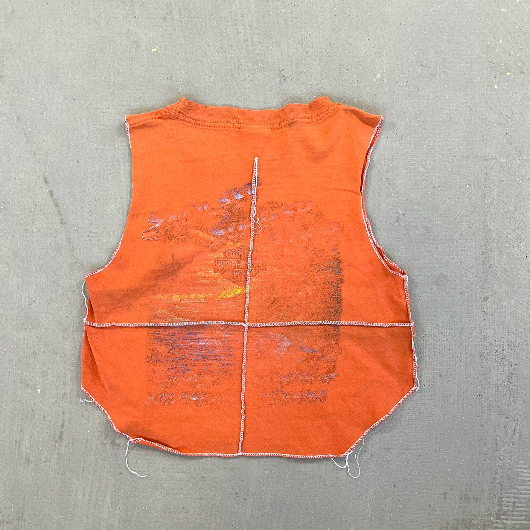 F- HOM Harley Davidson Indiana Reworked Dbl Stitch Crop Top