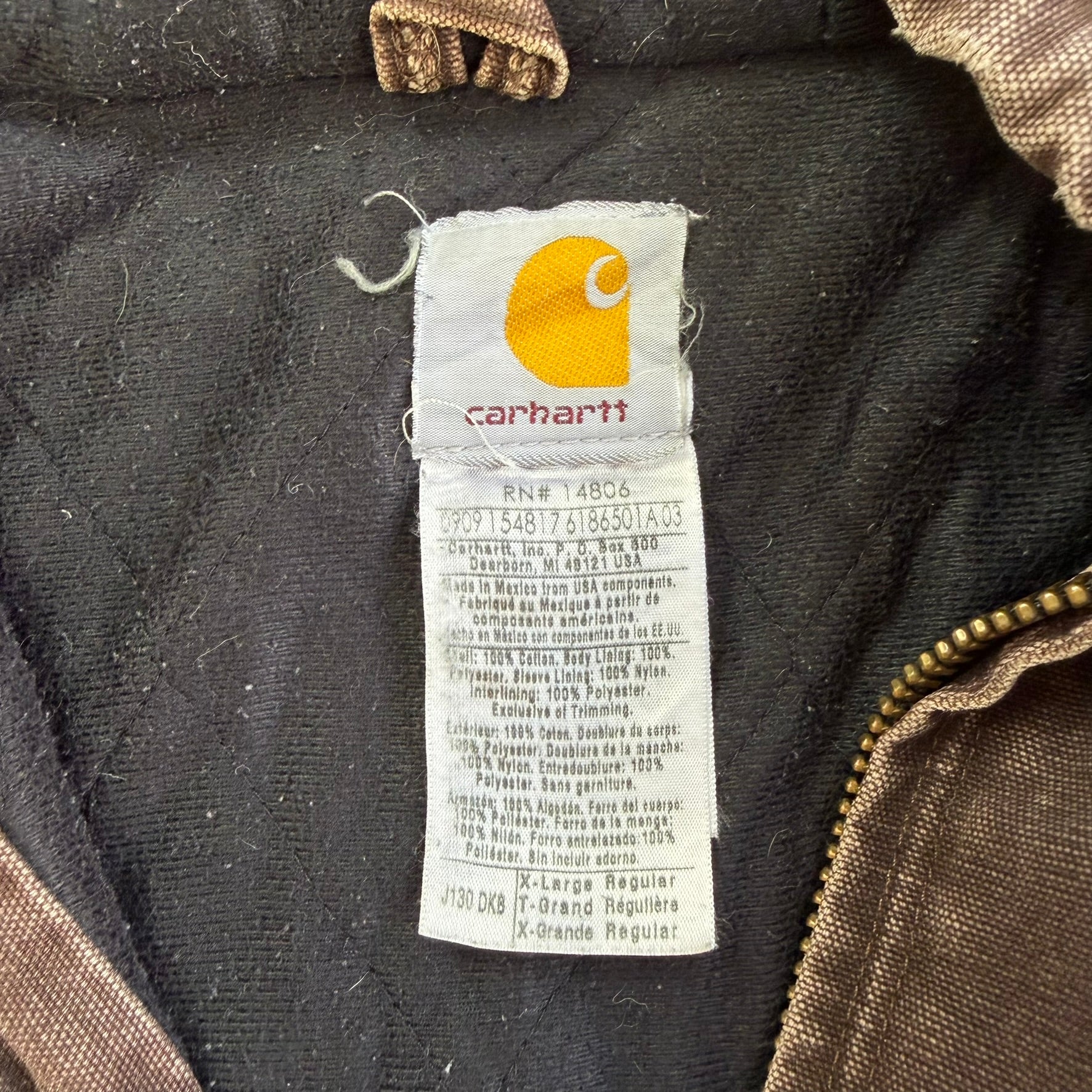 J- Vintage Carhartt Zip Up Hooded Brown Workwear Jacket - XL Tall