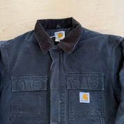 J- Vintage Carhartt Zip Up Collared Black Workwear Jacket - XL