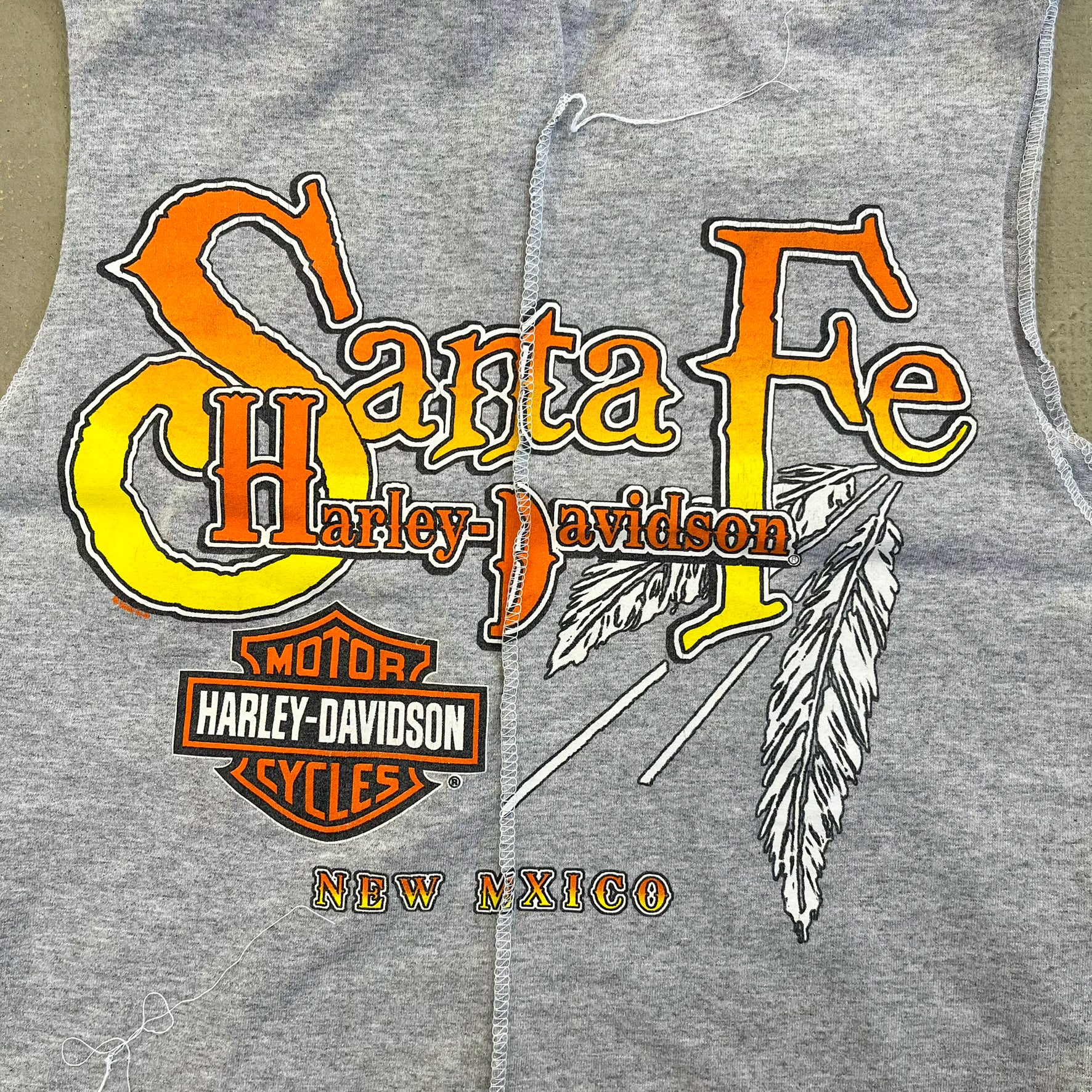 F- HOM Harley Davidson Santa Fe Reworked Dbl Stitch Crop Top