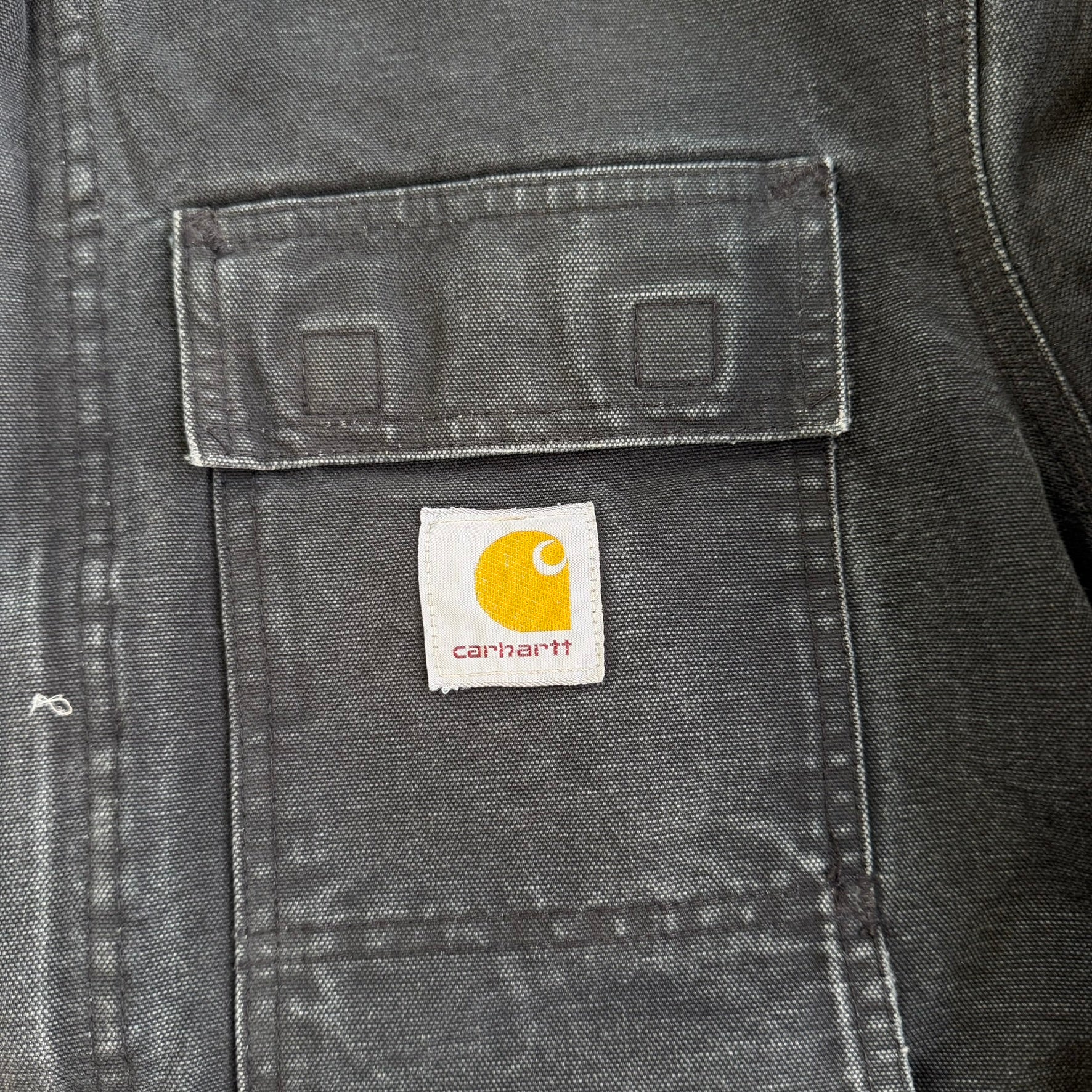 J- Vintage Carhartt Zip Up Collared Black Workwear Jacket - XL