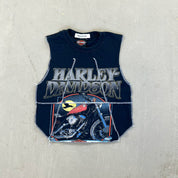 F- HOM Harley Davidson Kelowna Reworked Dbl Stitch Crop Top