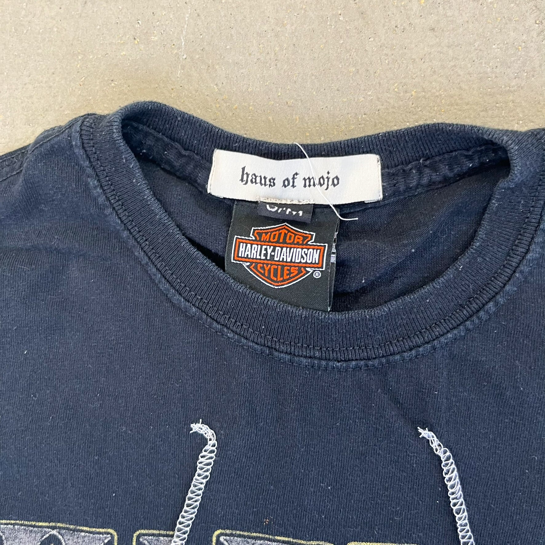 F- HOM Harley Davidson Kelowna Reworked Dbl Stitch Crop Top