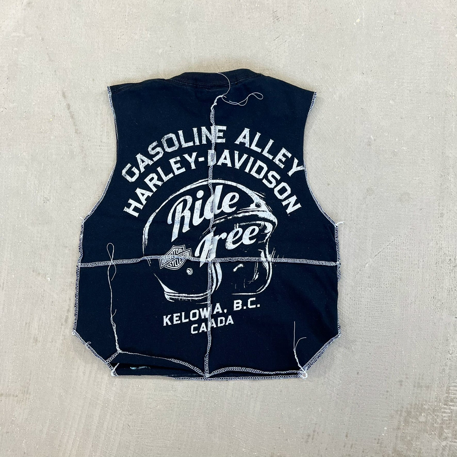 F- HOM Harley Davidson Kelowna Reworked Dbl Stitch Crop Top
