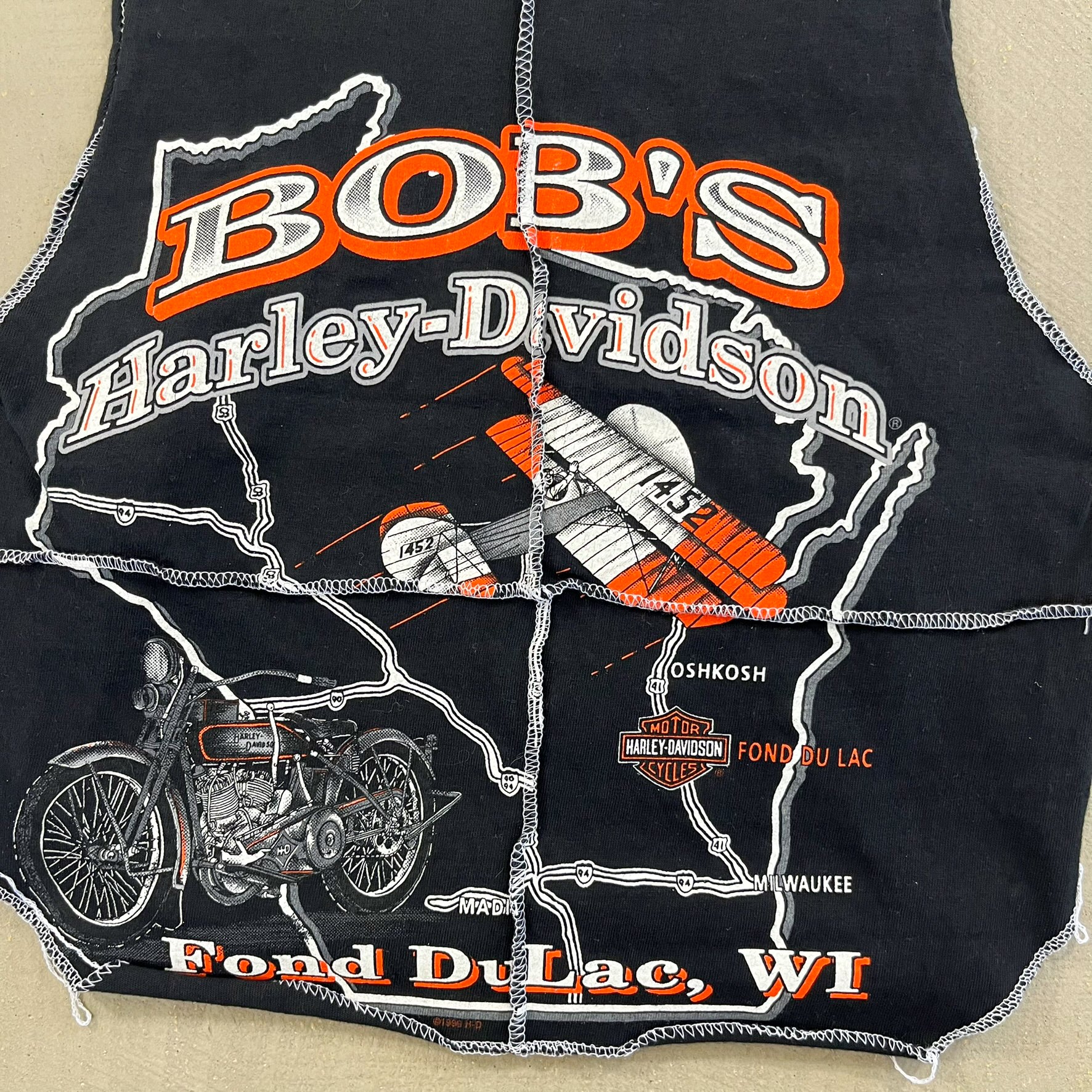 F- HOM Harley Davidson Wisconsin Reworked Dbl Stitch Crop Top