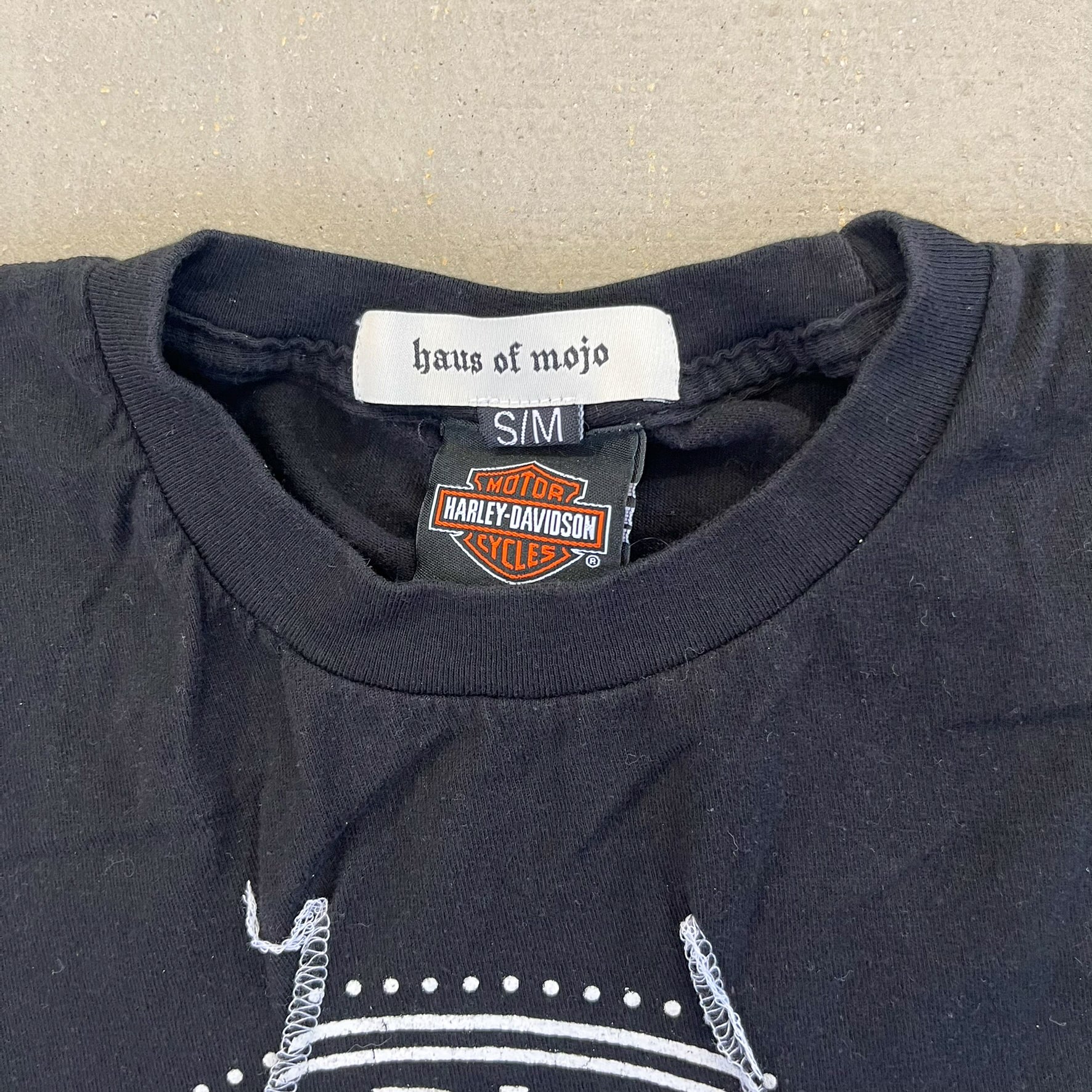 F- HOM Harley Davidson Vacaville Reworked Dbl Stitch Crop Top