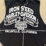 F- HOM Harley Davidson Vacaville Reworked Dbl Stitch Crop Top