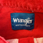 J- Vintage Wrangler Western Graphic Red Snap Button Down Shirt - L